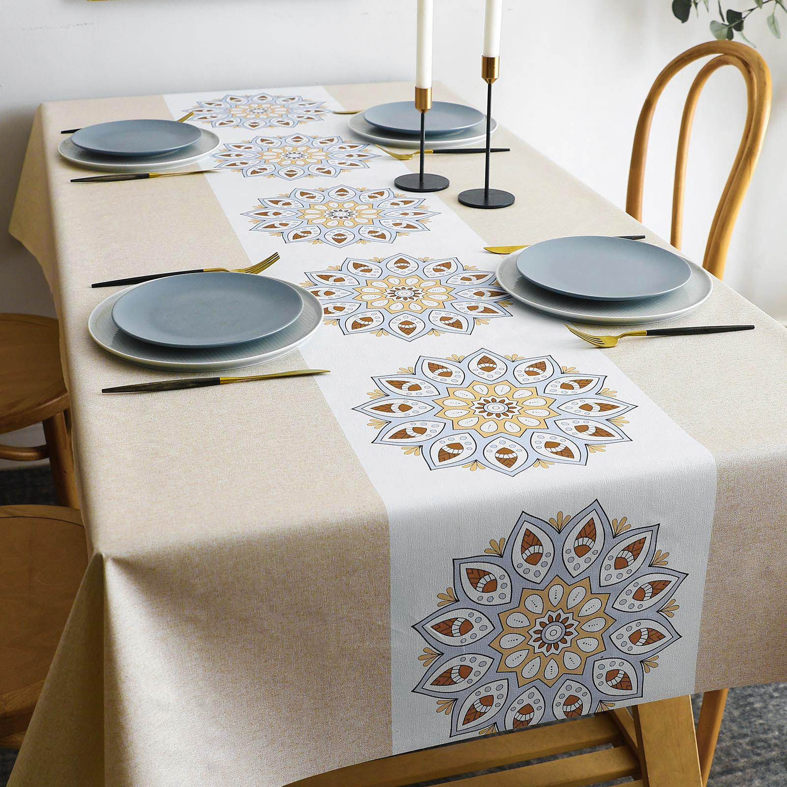 Tablecloth waterproof oilproof no-wash anti-scalding household rectangular tablecloth Chinese European tea table cloth pvc table mat