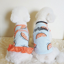 Dog clothes Korean same summer thin watermelon print T-shirt princess skirt pet dog cat clothes