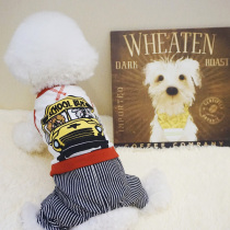 Cotton school bus pattern thin four-legged clothes dog sweater thin T-shirt Schnauzer bichon clothes pet vest summer