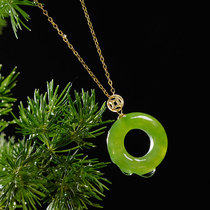 Noisy witch shop | Jasper donut pendant 18K Gold Buckle Head circle good luck pendant necklace Hollow