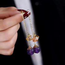 Haunted witch shop 7nows_Near me rich＊Amethyst back pattern beads cleverly match with the shape of citrine earrings
