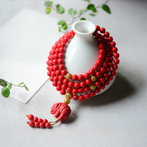 Noisy witch shop 7nows) cinnabar gold foil cute baby elephant multi-circle simple bracelet beads carved hand string female model