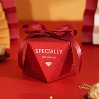 Золотая вентилятор Linglong Box+винная красная лента