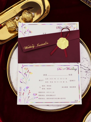 2022 Свадебное приглашение Письмо Свадебное свадебное приглашения Федерация Федерация Женская свадебная банкет ниша индивидуальная фотография Печать простая