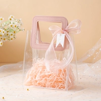 Розовый подарочный пакет+фэнтезийная розовая лента+розовая лафит+спасибо, чтобы отправить поздравительную открытку