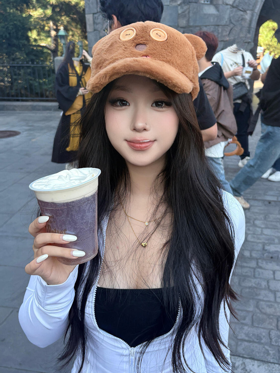 Button Tim Bear Plush Duckbill Hat 2025 Autumn/Winter New Global Peripheral Cute Versatile Tim Baseball Cap