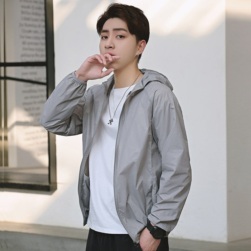 Sunscreen Men's Summer Sports Outdoor Anti-UV Ultra Slim Breathable Ice Silk Sunscreen Jacket Skin Windcoat-Taobao