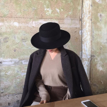 Woolen flat cap children British autumn winter vintage 2021 New Jazz denim flat top black French top hat