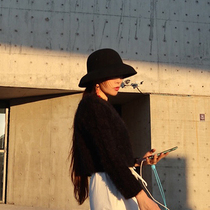 Hepburn woolen hat children autumn and winter Korean version of retro bell-shaped basin hat black fishermans hat elegant French wool top hat