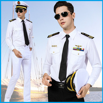 Navy style uniform shirt Pilot mens shirt handsome epaulette personality trend captain air young captain Seaman summer