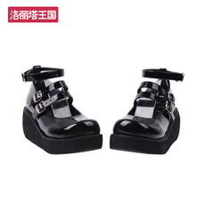 туфли 新品热销春秋大圆头lolita鞋双带厚底娃娃松糕鞋9633黑漆皮 Angelic imprint