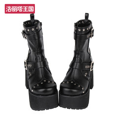 New cosplay punk style zipper belt buckle decorative platform thick sole lolita short boots 8471