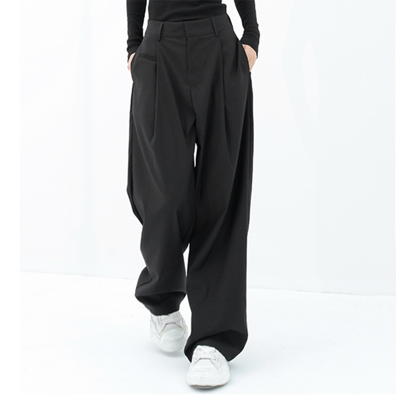 New Trendy Men's Loose Straight-Leg Pants Versatile Wrinkle-Free Drapey Floor-Length Pants Wide-Leg Pants Dress Pants Casual Trousers