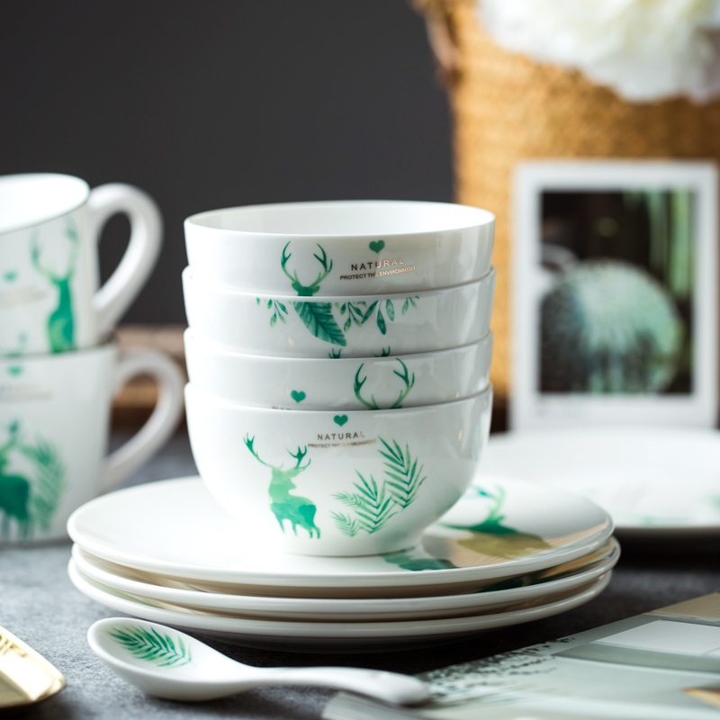 Rice bowl household individual student creative Han Vegetable Animal and Plant High-value ceramic tableware breakfast juice mark cup