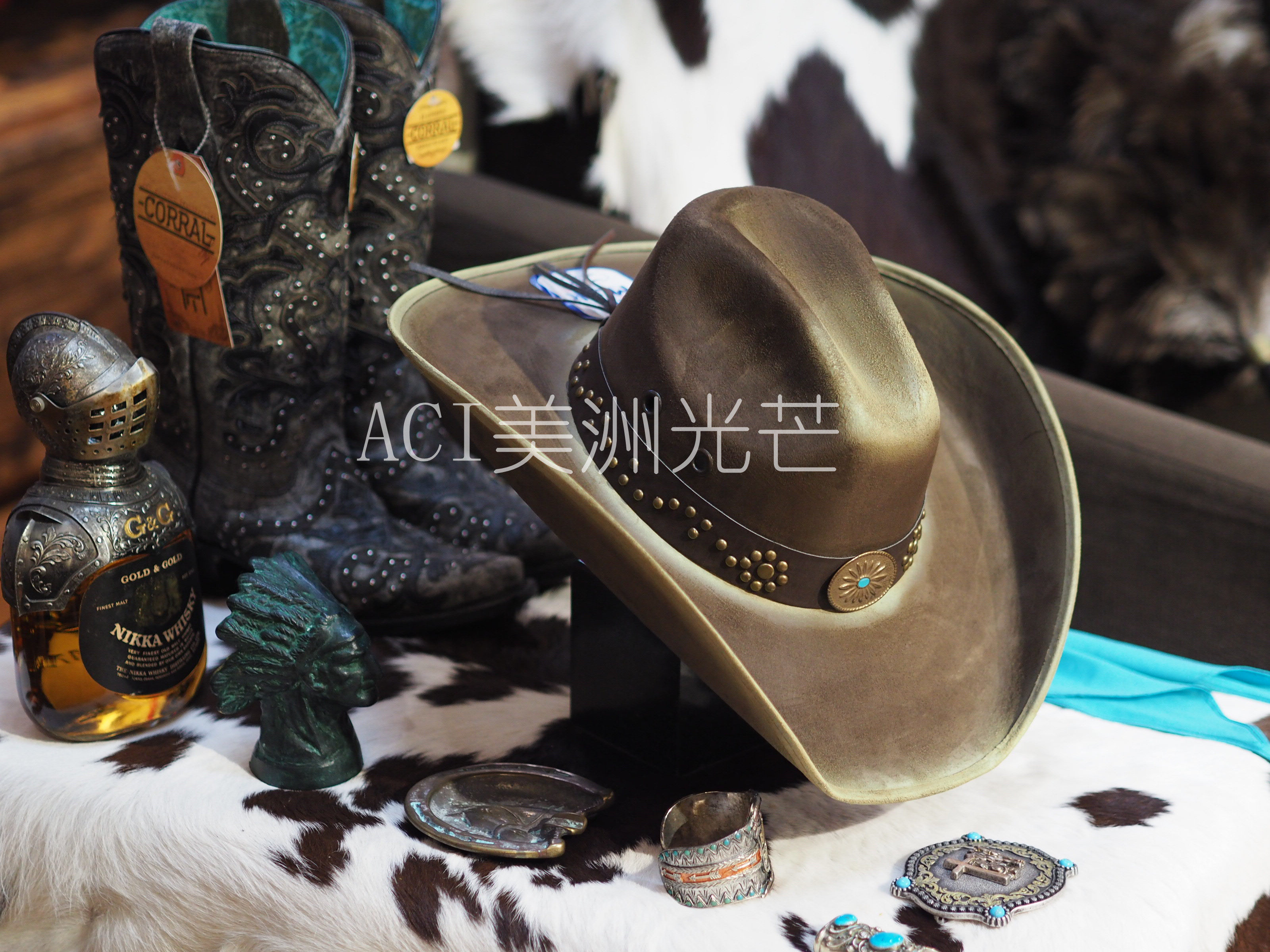 American shining American imports Bohai special deer skin retro to make old western cowboy hat desert storm woman