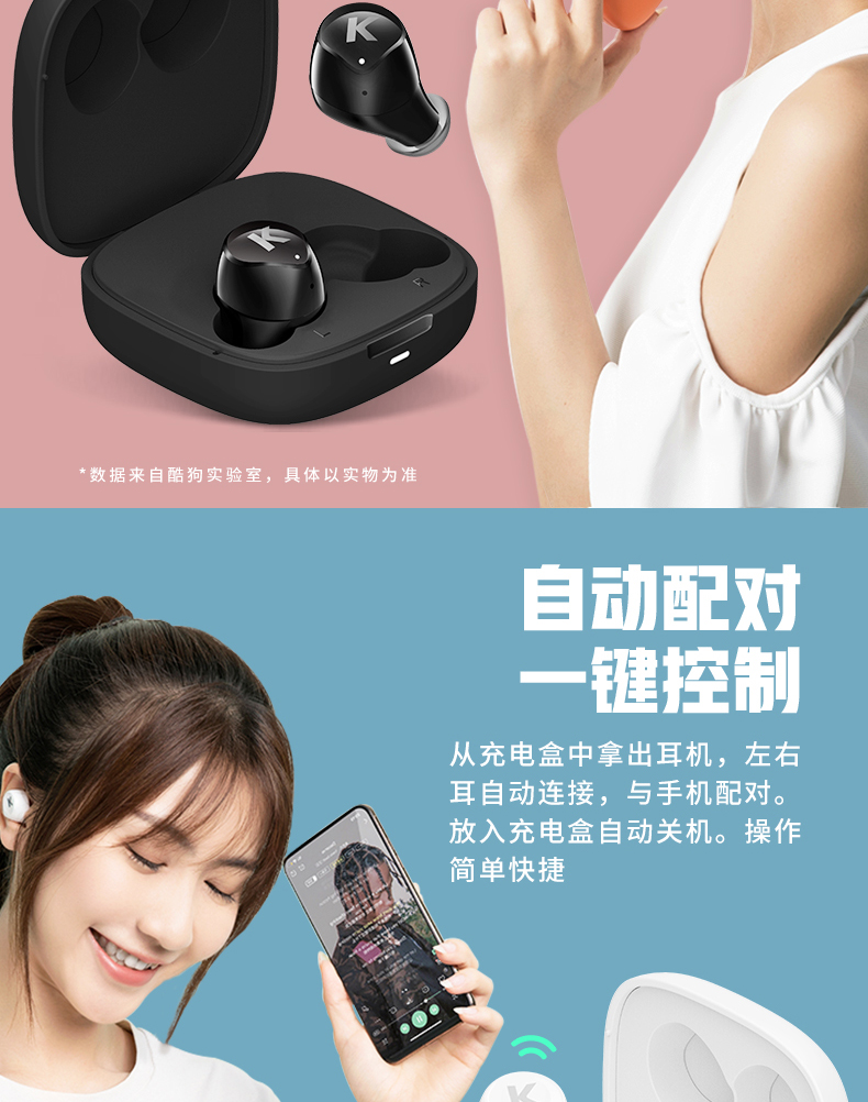 酷狗 彩虹糖 TWS真无线蓝牙耳机 语音点歌 20小时长续航 图5