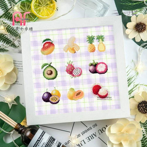 AFU DMC Cross -ударный комплект гостиная новая великолепная цветная ткань QT3741 Тропические фрукты печата