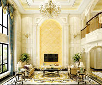 Duplex Villa Dali stone TV background wall tiles new Chinese artistic conception landscape landscape porch Chinese style UV Big Board