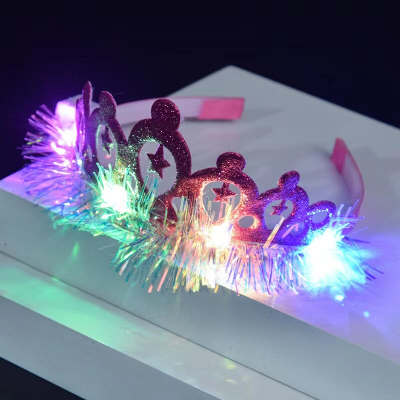 地摊货源发光头箍金丝闪光公主皇冠滑带齿儿童卡子发箍头饰品详情5