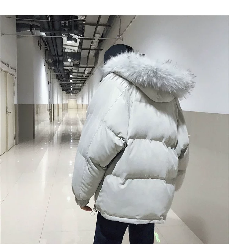 Cặp đôi quần áo cotton nam thủy sinh thương hiệu dịch vụ bánh mì lỏng phiên bản Hàn Quốc của xu hướng cổ áo lông dày áo khoác ngắn mùa đông áo khoác nữ