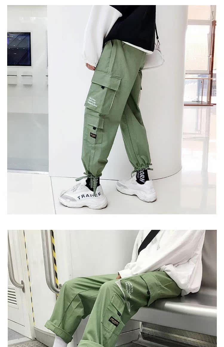 Quần siêu cháy nam phiên bản Hàn Quốc của xu hướng dày lên thương hiệu quần lửng ống loe sinh viên hoang dã quần jogger kaki