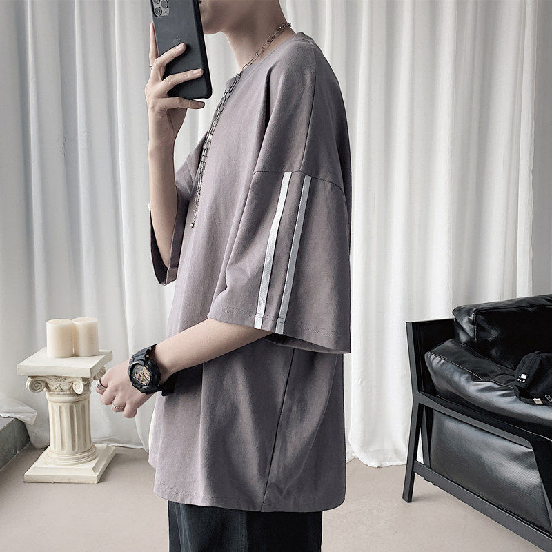 Men short sleeve T-shirt Korean version Trend ins big size T-shirt loose 50% sleeve port wind summer sports casual blouse