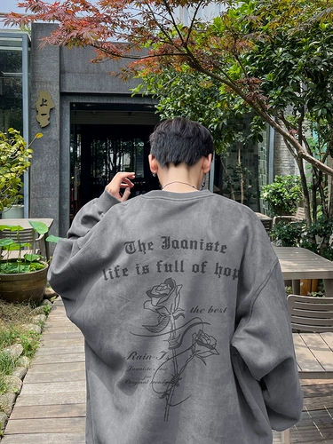 Бархатный демисезонный утепленный свитшот для влюбленных, коллекция 2023, в американском стиле, оверсайз