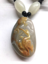 hemo jade yu song he yan nian pendant hemo jade yu seed material carved with hemo jade yu chain bead 3 1*49cm