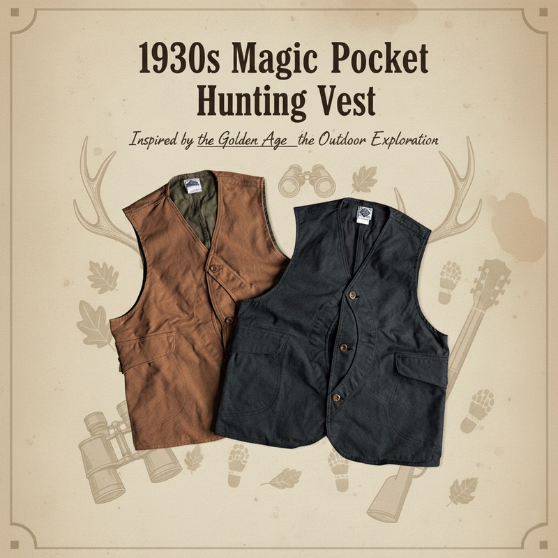 Non Stock Heavy-Duty American Retro Canvas Magic Pocket Hunting Vest Outdoor Workwear Multi-Pocket Vest