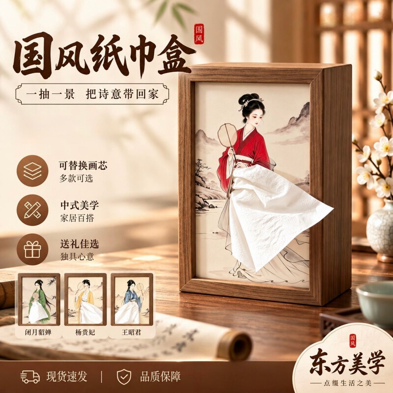 New Chinese-Style Tissue Box, Ancient Style Lady Creative Skirt-Shaped Tissue Box, Hotel and Guesthouse High-End Home Desktop Decoration