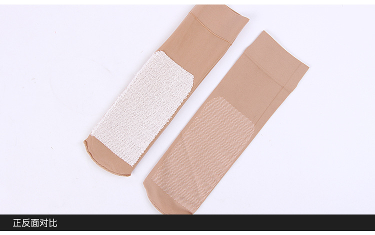 Vớ ngắn dày nhung mùa thu và mùa đông mẫu nam và nữ vớ ngắn cộng với cotton đáy trượt lỏng ống miệng thịt màu vớ bán buôn quần tất siêu dai