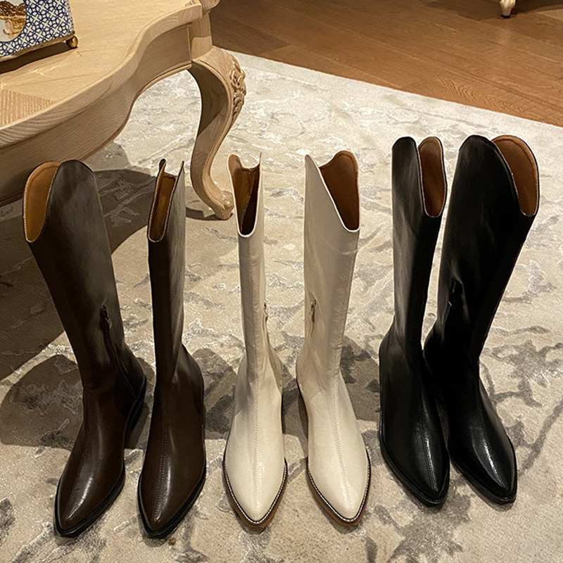 High cylinder shoes female though kneecap with lean and thin long cylinder boots ~ autumn winter new with personality