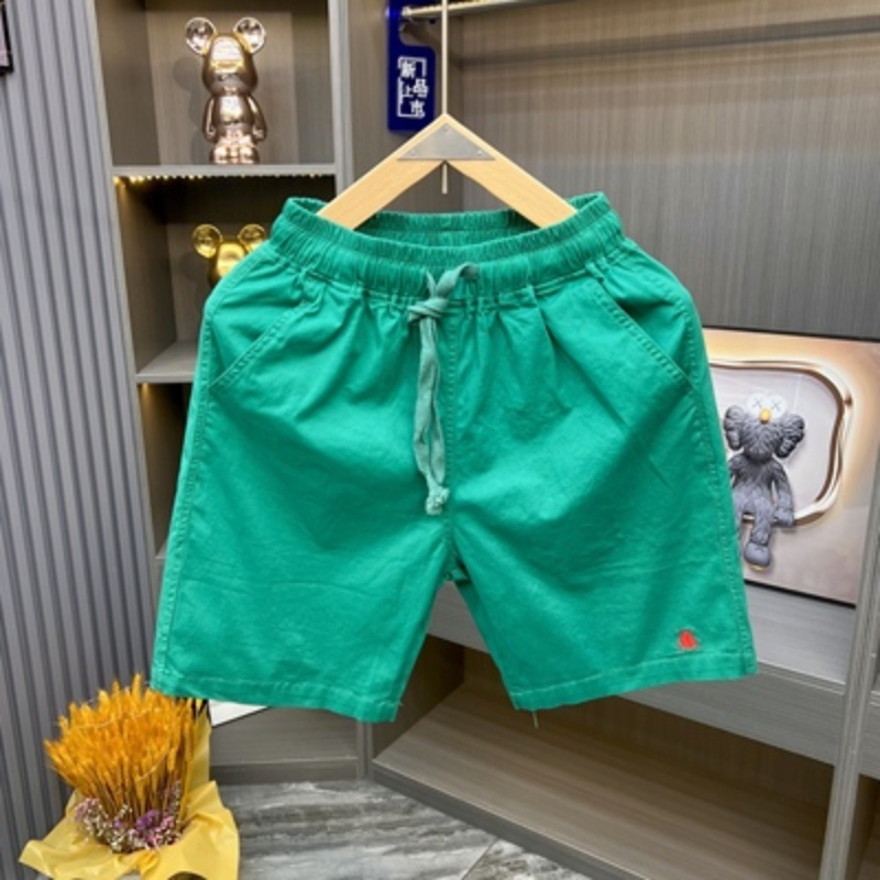 Summer New Korean Style Candy-Colored Pure Cotton Embroidered Shorts for Men, Casual Slim Fit Versatile Five-Point Shorts, Couple Beach Shorts