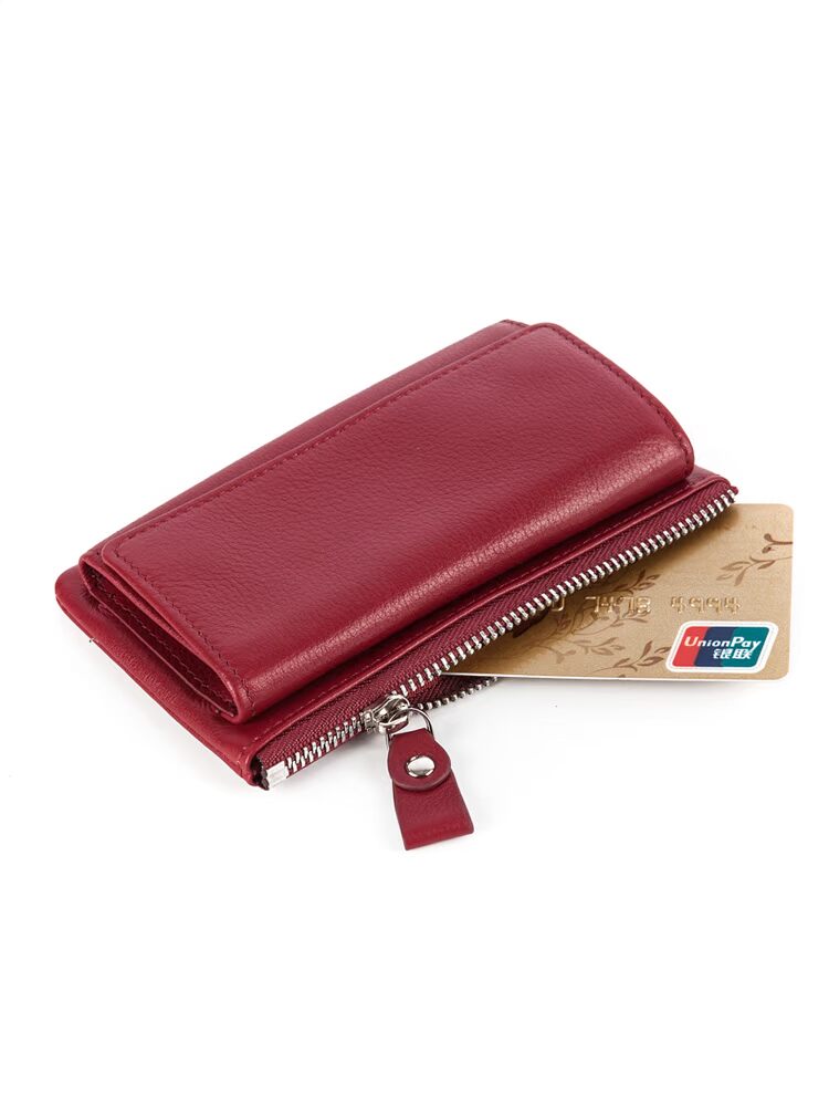 Túi da nam và nữ sáng tạo đa chức năng công suất lớn túi zip xu mini thời trang túi tạp hóa đơn giản - Trường hợp chính móc chìa khóa da thật