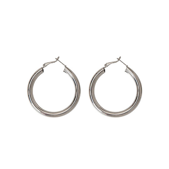 Fashionable and classic European and American large hoop non-fading titanium steel gold-plated earrings ins simple hip-hop hoop earrings and ear clips