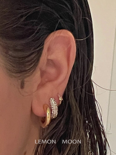 Trendy Layered European and American Style Gold-Plated Zircon Hoop Earrings ins Niche Retro Classic Versatile Ear Cuffs Trendy