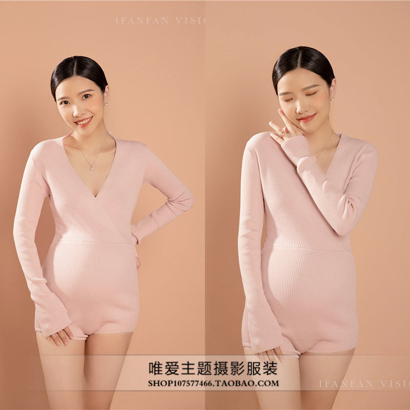 Photo studio new maternity photo photography costume pregnant mommy pregnancy art photo knitted jumpsuit maternity wear