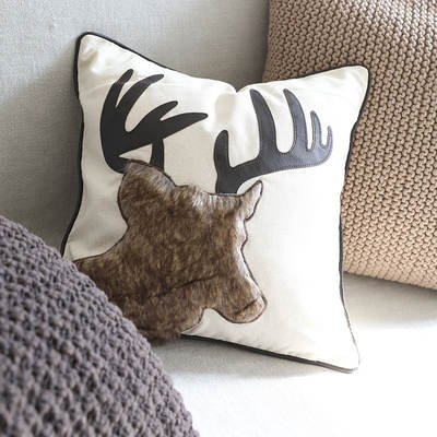 Qingcang deer, dog, horse head, Marine animal embroidered sofa, cotton and linen decoration, square throw pillows, cushions, waist pillows, square pillow covers