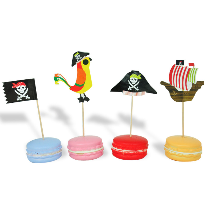 Pirate Blue Boy Children's Theme Birthday Party Dessert Cake Decoration Card Insertion Fruit Insertion Flag 20 pcs