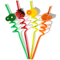 Bar Birthday Party Restaurant Decoration Placement Supplies Creative Fruit-Made Art Hard Straws Cartoon Children