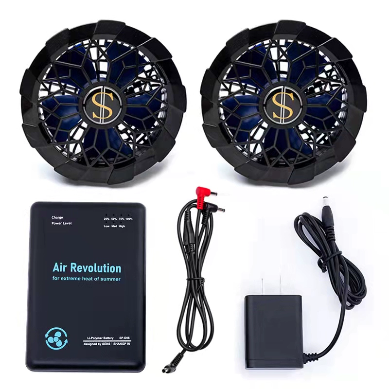Mới 15V mạnh thể tích không khí làm mát điều hòa không khí quần áo quạt đặc biệt bánh răng có thể điều chỉnh quạt làm mát quần áo phụ kiện đặc biệt đầy đủ quạt điều hòa áo
