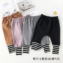 Baby Harun pants spring autumn male and female baby baby large pp pants pure cotton thin trousers long pants 0-1-2-3 years old wear 4