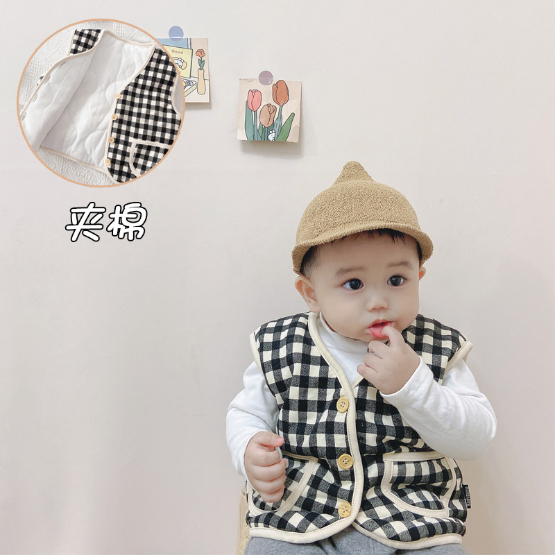 Baby waistcoat Autumn Outside Wearing Tide Female male baby Camshoulder infant vest Winter clip cotton Fashion Korean version Boys