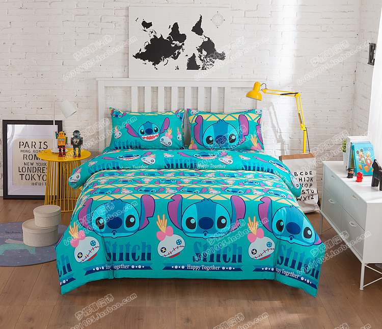 Stitch Lilo And Stitch On The Stitch Cartoon Bedding Sheet Fitted Bed Sheet Quilt Cover Pillow Case Can Group Three Four Piece Set