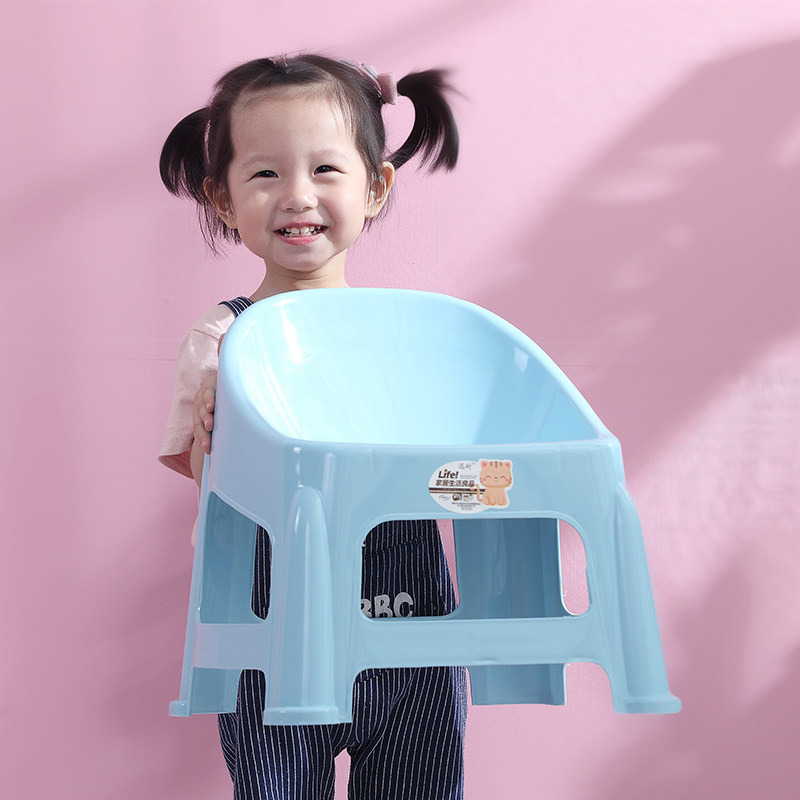 Children's plastic backrest low stool Kindergarten household small bench chair Baby shoe stool Living room children's study stool