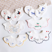 ins Korean version of autumn and winter New baby bib cotton baby saliva towel 360 rotatable petal rice pocket 0-2 years old