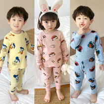 Baby autumn clothes and trousers set cotton baby underwear children Men cotton sweater women high waist belly warm pajamas