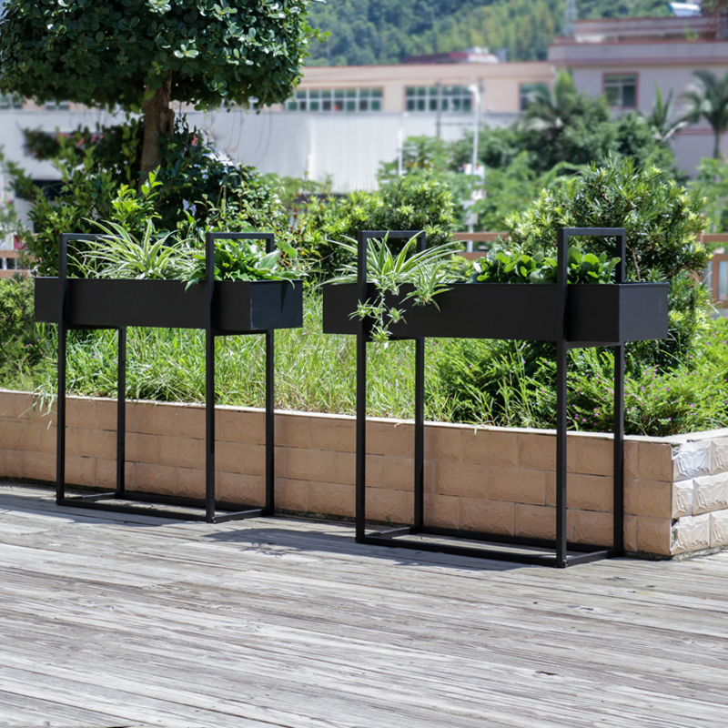 Outdoor Iron Art Partition Flower Shelf Balcony Rectangular Flower Case Combined Patio Outdoor Flower Trough Sample House Display Center Fence Fence