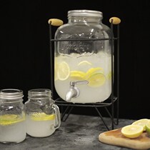 Lead-free transparent glass juice can beverage barrel with faucet bubble bottle 5L Mason can sealed can beer barrel