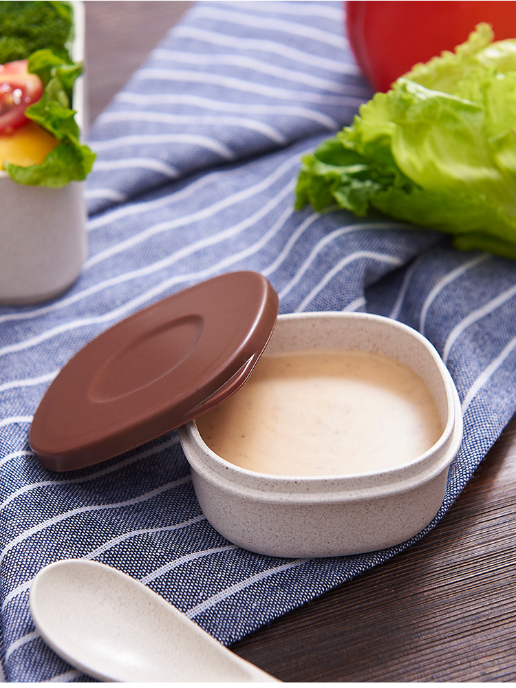 Nước sốt chén salad trộn hộp gia vị tương ớt giấm với nắp hộp gia vị hộp ăn trưa hộp cơm trưa hộp hạt ngoài trời - Hộp cơm điện sưởi ấm hộp cơm văn phòng giữ nhiệt